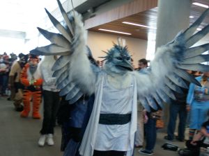 I'm sure this is a fantasy bird. Because I'm not sure if a bird like that exists in real life. The clothes fit him though.