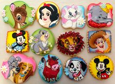 These are cookies depicting well-known Disney characters. Some from movies you've seen. Some you haven't.
