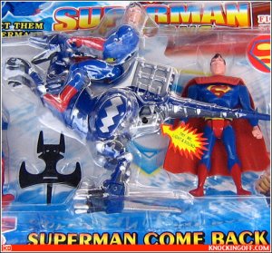 Not only are there 2 Supermans in this package. But one of them is riding a dinosaur. I kid you not.