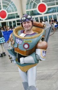 Yes, this is a steampunk Buzz Lightyear. And yes, his suit has all the gear but more suited for a bygone era.