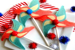 Each of these contain red, white, and blue on a stick. But please, don't try to blow on them. They are for eating.