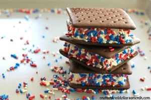 These are just ice cream sandwiches with red, white, and blue sprinkles. Not that hard to do if you buy the ice cream sandwiches from a store.