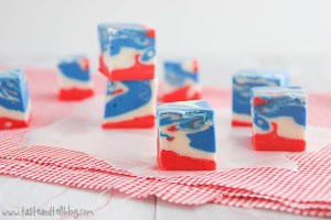 Well, these are tie dyed fudge squares. But they're red, white, and blue as well as all American just the same.