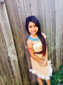Well, this costume is almost close to the real thing. And this girl doesn't seem much younger than the real Pocahontas either. So cute.