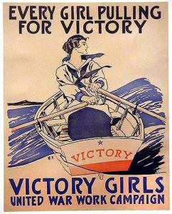 Yes, these ladies are pulling for victory with their united war work while the men are languishing in the trenches. Surely anyone with a right mind needs to believe that they should have the vote by now.