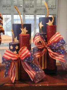 Because they're in patriotic colors and don't blow up. Like the bows on these by the way.