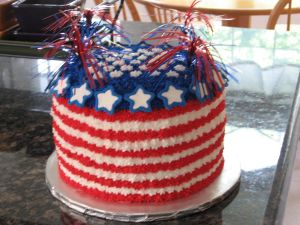 It also has decorations to resemble fireworks. Definitely professionally made by the way.