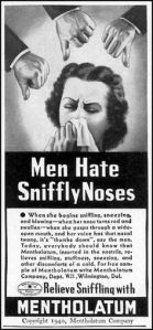 Because being pleasing to men is more important than tending to your own stuffy nose. Hey, we may not like sniffly noses, but this ad is just inherently sexist.