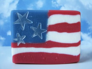 Yes, this is a bar of soap that resembles an American flag. But it will soon disappear after using it for some time.