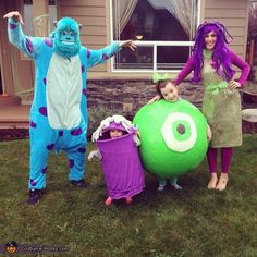 Looks like this family is really into Monsters, Inc. I kid costumes, especially Boo's.