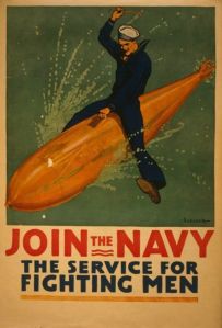 And that guy has to spread his legs on a torpedo. In a Dr. Strangelove bomb pose, no less.