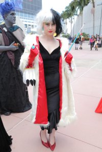 Well, this woman's Cruella coat is almost spot on. And it has a red lining to go with it.