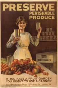 Her she is holding her tin cans. Let's hope she didn't forget to label them because that would be a problem.