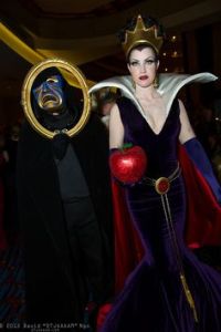 Guess this is a couple's costume idea with the guy as the Magic Mirror. Doesn't seem too happy here.