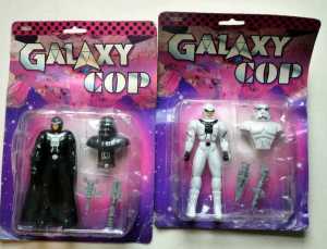 These are rip offs of Darth Vader and an Imperial Stormtrooper. And no, they don't look like Mexican luchadores underneath their helmets.