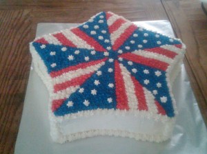 Yes, this is an American flag star cake. And it has sections with stars and stripes. Looks pretty cool.