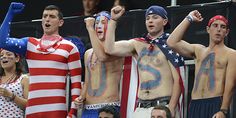 And one even has his face painted. However, you see this all the time in the US for all kinds of sporting events.