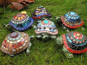 Yes, these are lawn turtles with mosaic shells. And yes, each is a unique work of art in its own way.