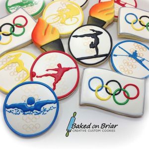 Some of these even feature sports in Olympic colors. Also include torches and Olympic flags, too.