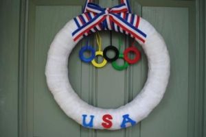 Guess this one didn't take long to make and supports Team USA. Like the red, white, and blue ribbon as well as the hanging rings.