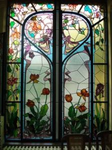 Now this is certainly the kind of Art Nouveau style you might see on old mansions. This one has a spring theme.
