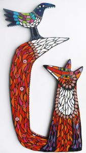 Never mind that the fox would probably eat the bird in real life. Yeah, interspecies relationships seem quite rosy.