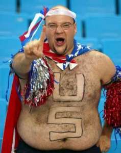 Not sure of how to make out that in the Olympic stands. Yet, he shaved US on his chest for his country.