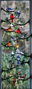 Not sure if these birds would hang out together in real life. But this makes a nice window to look at.