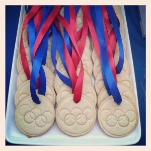 Yes, I showed Olympic medal cookies before on this post. But these have Olympic rings on them. That's different.