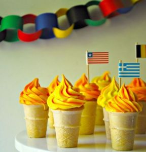 These have cupcake filling in them with torch icing on top. Some of them even have flags, too.