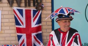 And he seems well dressed for the possibility. Doesn't hurt he's using the Union Jack.