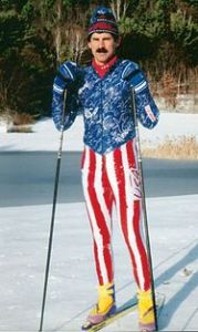 Could you imagine Ned Flanders in a star spangled ski outfit? Well, here's a good visual approximation.