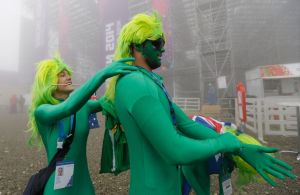 And these two seem to resemble two backup dancers from a 1980s hair band music video. Not to be critical.