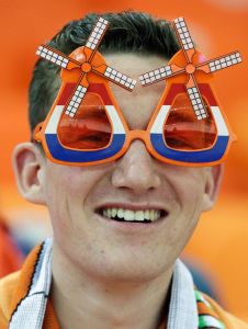 Yes, nothing shows pride for the Netherlands than windmill sunglasses. How Dutch of him.