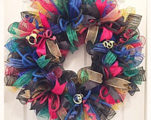 This one consists of the Olympic ring colors. Then again, I think the ring wreaths are better.