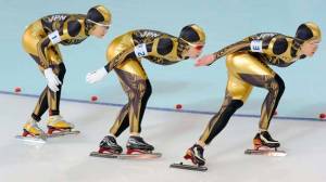 From Complex: "Speed skating uniforms are a hit or miss. Sometimes they can look really awesome and slick (see the Mach 39), and other times they just look awkward and unfitting. It's the chance you take when wearing a skin tight body uniform. Unfortunately, for Japan this one was a miss."