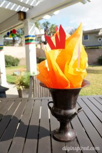 But unlike real flames, this Olympic torch doesn't pose a fire hazard. Great for parties.