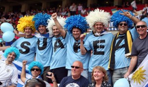 Yes, have to hand it to these Uruguay guys again. Those wigs certainly look ridiculous to me.