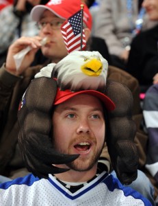 Well, he has an American Eagle on his hat. That and not supporting Donald Trump.