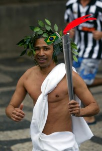 Wait a minute, that's a fan from Brazil. But at least he's appropriately dressed for Rio this year.