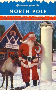 For some reason, I think having this postcard from some place in upstate New York instead of the North Pole might lead to childhood disillusionment. Mostly because a lot of kids don't imagine Santa living in upstate New York.