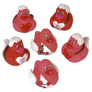You have a lot of holiday rubber ducky sets out there. This Valentine's Day one is white and red.