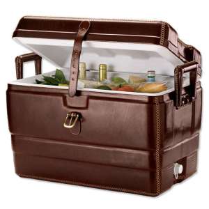Yes, it's a cooler that takes the appearance of a mahogany trunk. Why anyone would want that, I have no idea.