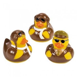 Of course, ducks can fly to the skies without a plane. But you can't resist these little guys in full pilot gear.