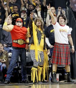 I hope my sister likes these guys since they're from her school in Richmond. One of them is even dressed like Hulk Hogan and another guy is wearing a kilt.