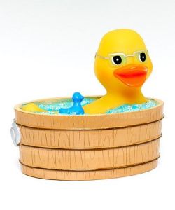 Yes, rubber ducks are bath toys. And this one has their own rubber duck, too. Kind of freaky, isn't it?