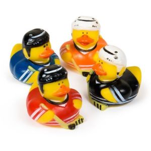 Of course, duck hockey games are probably played on a frozen pond during the winter. But you much see how they handle the puck.
