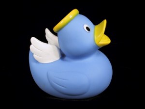 Yes, this is a little angel duck. And it's guaranteed to make any kid's bath time almost divine.