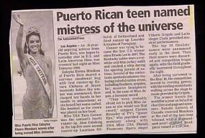 To be fair, this girl won a beauty pageant. But whoever came up with this headline has a very poor choice in vocabulary. 