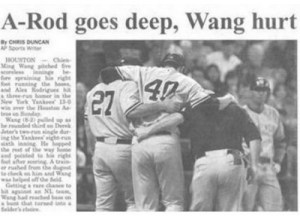 Yes, I know A-Rod and Wang are baseball players. But the headline is so suggestive for some reason.